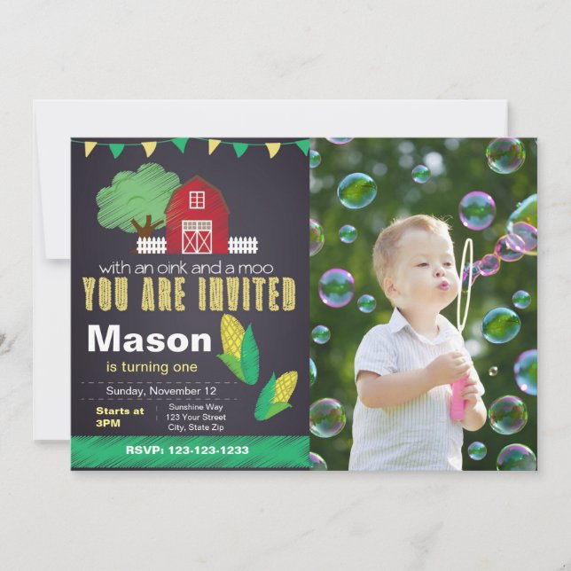 Landwirtschaft Einladung zum Foto am Geburtstag (Vorderseite)