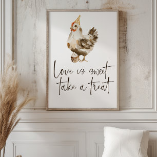 Landwirtschaft Hühner Hochzeit Liebe ist süß Gefal Poster
