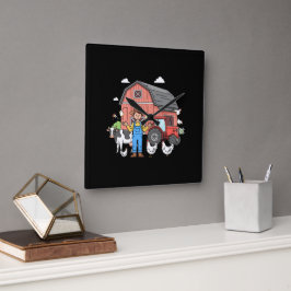 Landwirtschaft Illustration Kunstwerk Quadratische Wanduhr