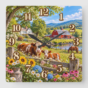 Landwirtschaft Kühe & Kalb Bergsee Uhr
