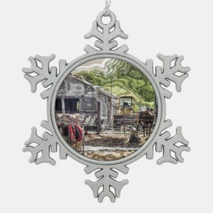 LANDWIRTSCHAFT SCHNEEFLOCKEN Zinn-Ornament