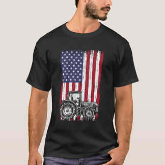 Landwirtschaft T Shirts Vintag American Flag Trakt