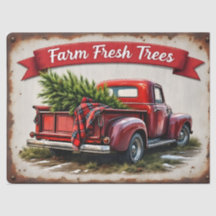 Landwirtschaftlich frische Bäume Vintage roter LKW