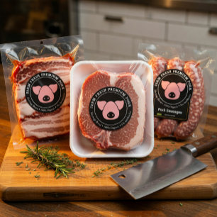 Landwirtschaftlich frische Premium-Schweinefleisch Runder Aufkleber
