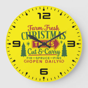 Landwirtschaftlich frische Weihnachtsbäume Feierta Große Wanduhr