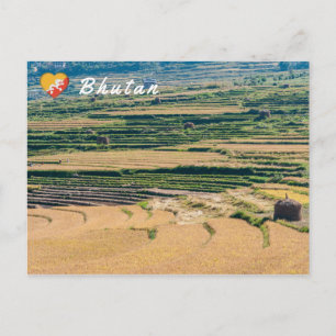 Landwirtschaftliche bhutanische Landschaft Postkarte