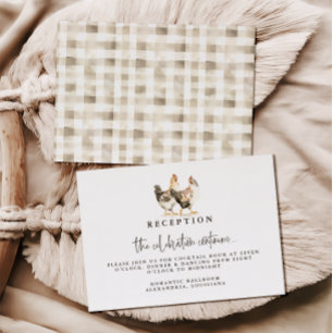 Landwirtschaftliche Hühner-Hochzeitsempfangskarten RSVP Karte
