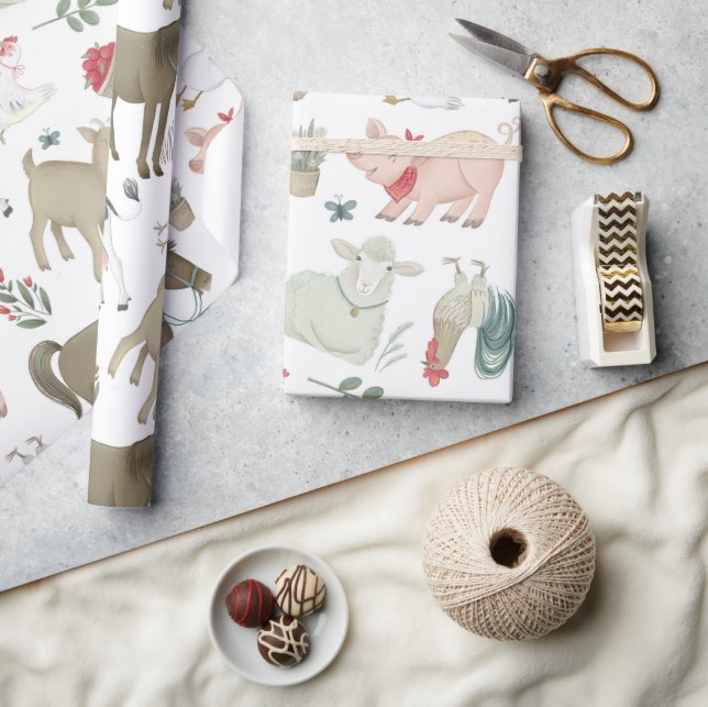 Landwirtschaftliche Hütte Schafe Geschenkpapier (Kunsthandwerk)