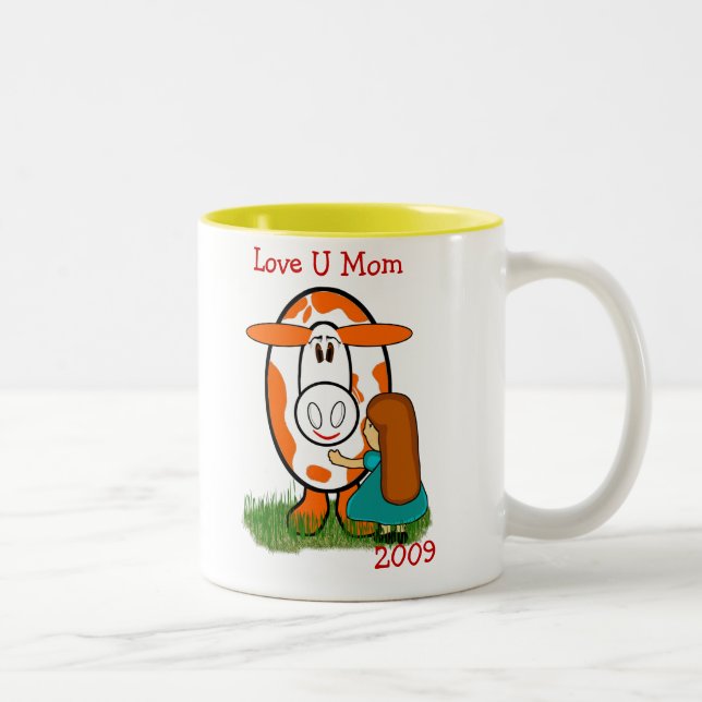 landwirtschaftliche Kuh Liebe U Mama Zweifarbige Tasse (Rechts)
