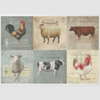 Landwirtschaftliche Tiere sammeln Gewebe-Decopage- Seidenpapier
