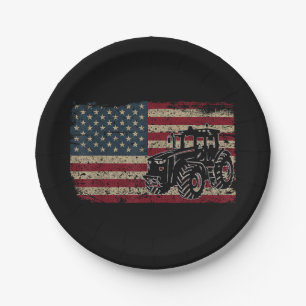 Landwirtschaftliche Traktoren USA-Flagge Patriotis Pappteller