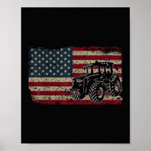 Landwirtschaftliche Traktoren USA-Flagge Patriotis Poster