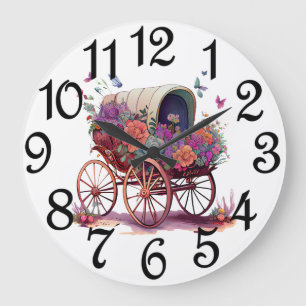 Landwirtschaftlicher Planwagen Große Wanduhr