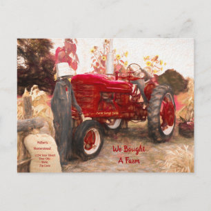 Landwirtschaftlicher Traktor Rot Umzug Vintage Rus Postkarte