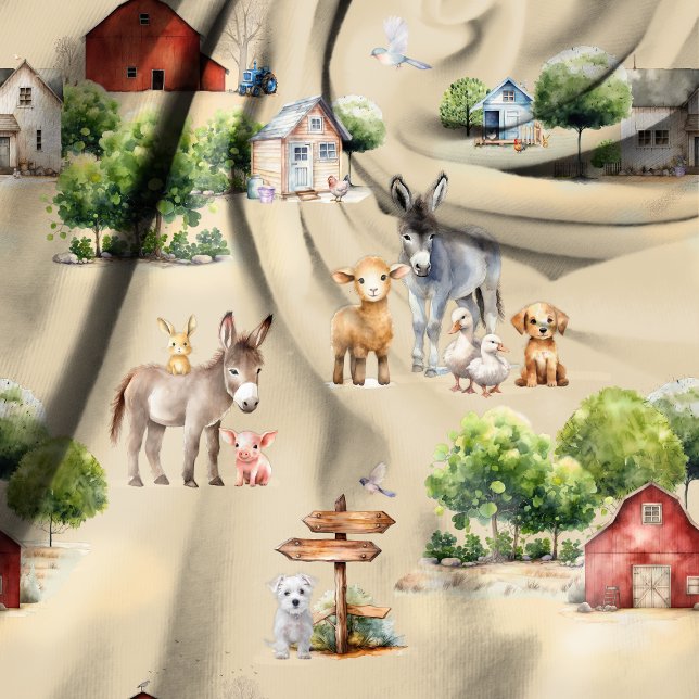 Landwirtschaftliches Tan-Szenenmuster Stoff (Von Creator hochgeladen)