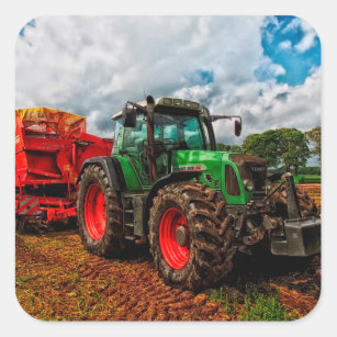 Landwirtschafts-Traktor-Foto-Aufkleber Quadratischer Aufkleber