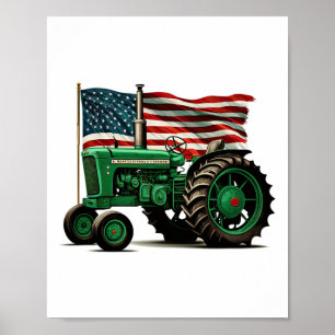 Landwirtschafts-Traktor Usa-Flagge Traktor Amerika Poster