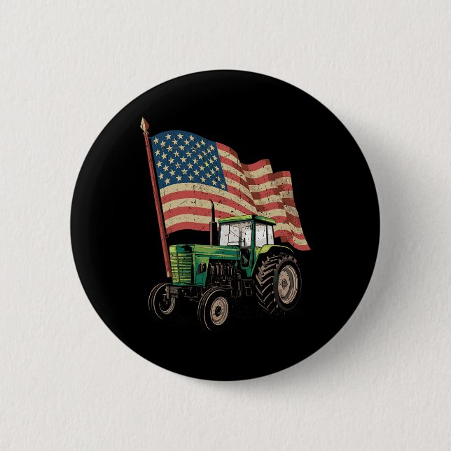 Landwirtschaftsbetrieb Traktor US Flagge Traktor A Button (Vorderseite)