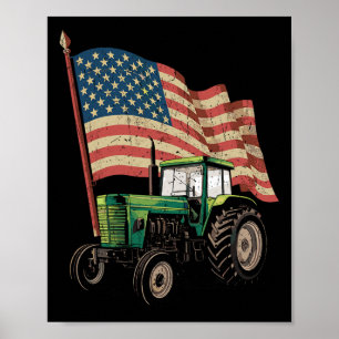 Landwirtschaftsbetrieb Traktor US Flagge Traktor A Poster
