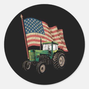 Landwirtschaftsbetrieb Traktor US Flagge Traktor A Runder Aufkleber