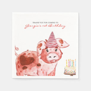 Landwirtschaftsthema   Pig Birthday Party Napkins Serviette