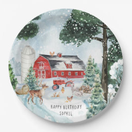 Landwirtschaftsthema | Winter Barn Birthday Party Pappteller