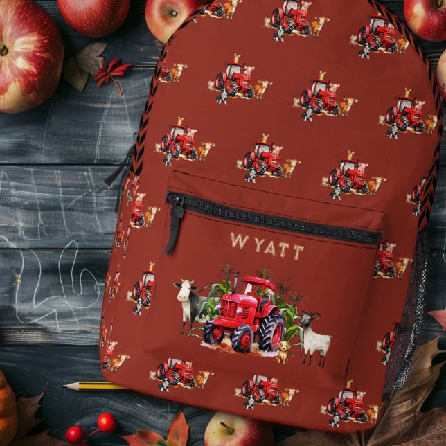 Landwirtschaftstraktor Rostrot Muster Rucksack (Von Creator hochgeladen)