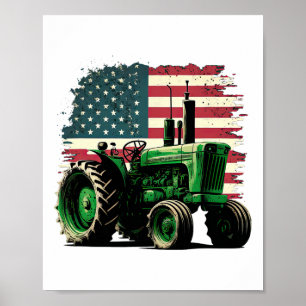 Landwirtschaftstraktor Usa-Flagge Traktor Amerikan Poster