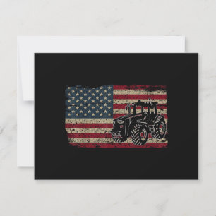 Landwirtschaftstraktoren USA-Flagge Patriotische L Feiertagskarte