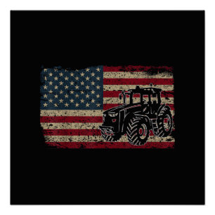 Landwirtschaftstraktoren USA-Flagge Patriotisches Poster