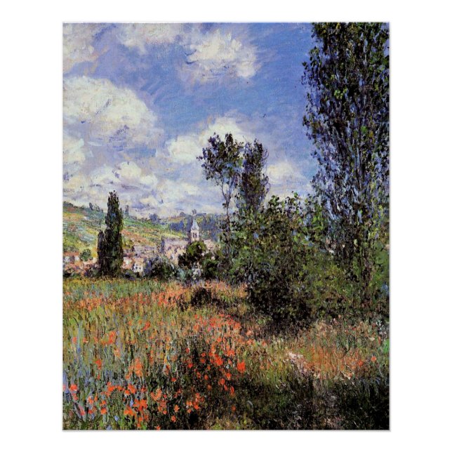 Lane auf dem Mohnfeld von Claude Monet Poster (Vorderseite)