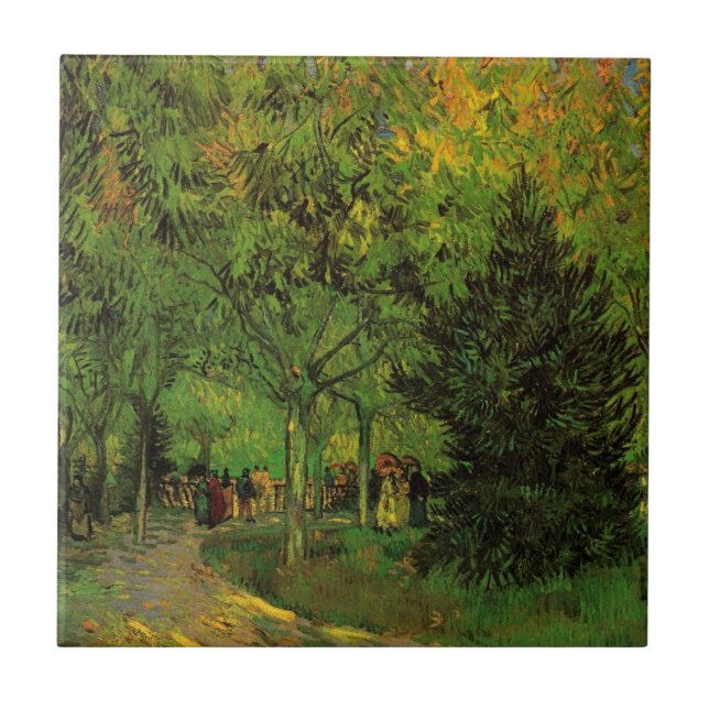 Lane in Public Garden, Arles von Vincent van Gogh Fliese (Vorderseite)