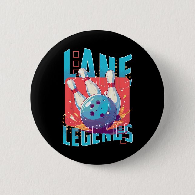 Lane Legends Bowling Sportdesign Button (Vorderseite)