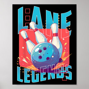 Lane Legends Bowling Sportdesign Poster