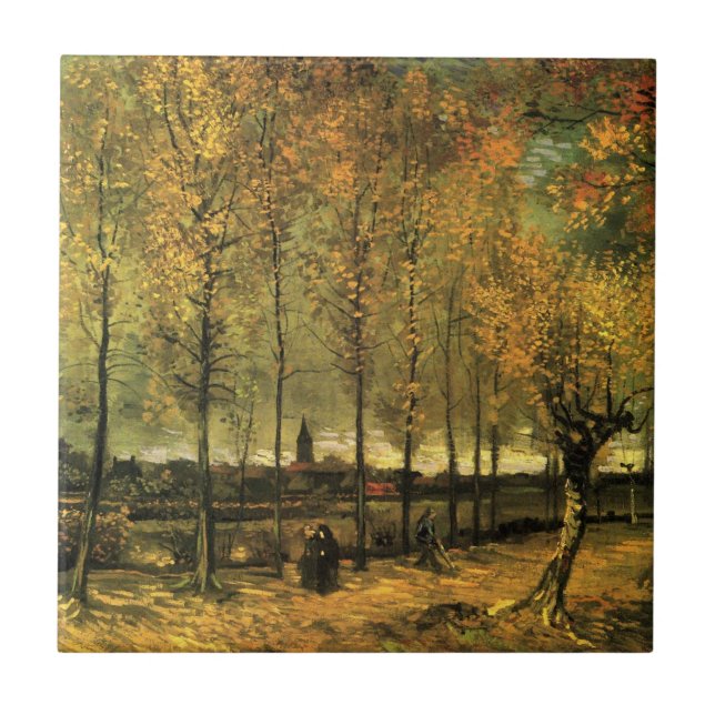 Lane mit Poplars von Vincent van Gogh Fliese (Vorderseite)