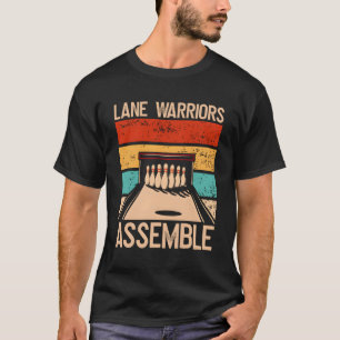 Lane Warriors bauen Backprint Bowling zusammen T-Shirt