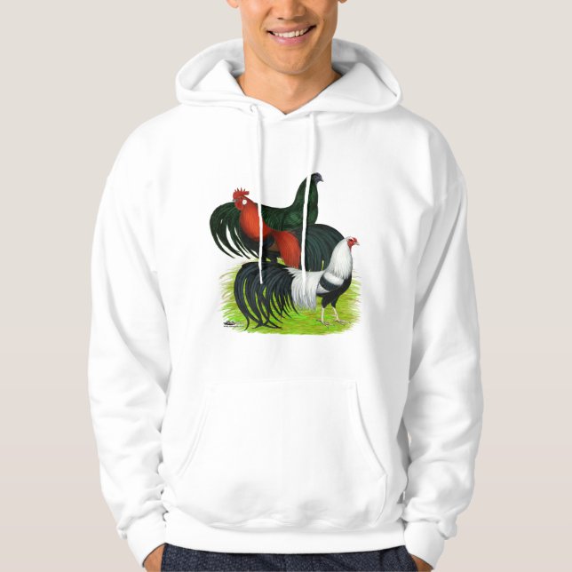 Lang-angebundenes Hahn-Trio Hoodie (Vorderseite)