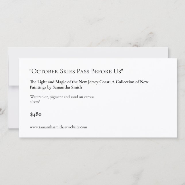 Lang anpassbare Art Show Display Cards Labels (Vorderseite)