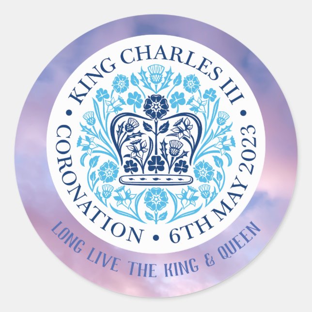 Lang lebe der König & Königin-Krönung Runder Aufkleber (Vorderseite)