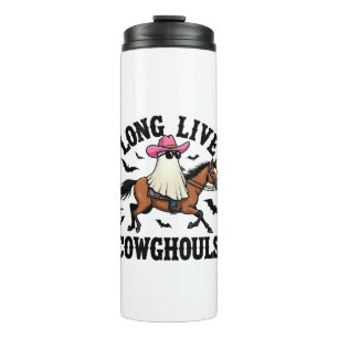 Lang lebe Ghouls Spooky Halloween Ghost Cowboy Thermosbecher