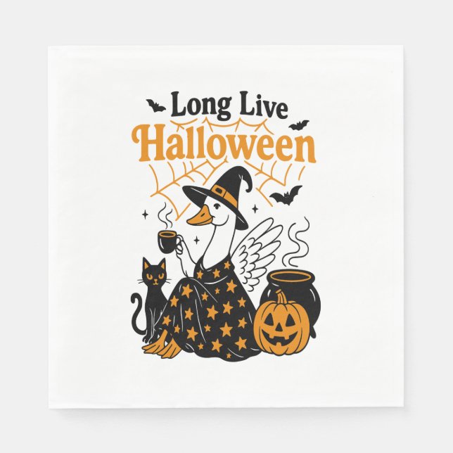 Lang lebe Halloween-Gans-Hexe Serviette (Vorderseite)