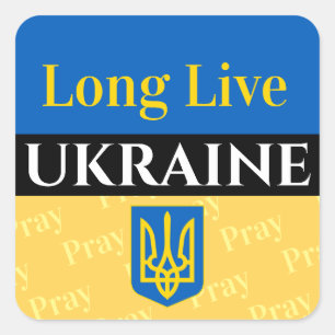 Lang leben UKRAINE, beten, Ihre Botschaften Platz Quadratischer Aufkleber
