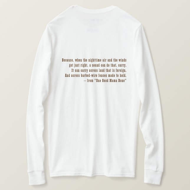 Lang-SL T-Stück, Buchjacken-Foto eins gute Mutter T-Shirt (Design Rückseite)