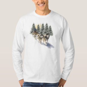 Langarm-Shirt mit Schlittenhunden T-Shirt