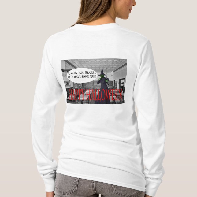 Langärmelige Frauen T, glückliche Halbwaschkatze T-Shirt (Rückseite)