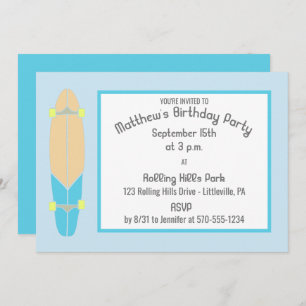 Langboard-Skateboard Geburtstagsparty Einladung