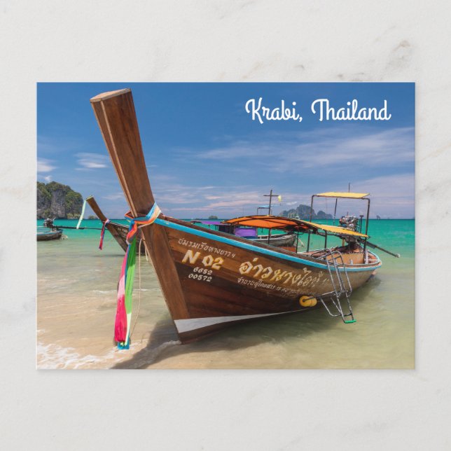 Langboot, Krabi, Thailand, Schwanz Feiertagspostkarte (Vorderseite)