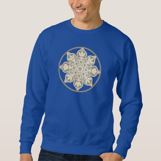 Lange Ärmel Sweat Shirt Blue mit Medaillon (Vorderseite)