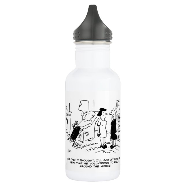 Lange Frisur ohne Haarschnitt oder Haarstyling Edelstahlflasche (Links)