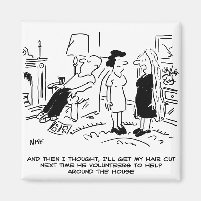 Lange Frisur ohne Haarschnitt oder Haarstyling Magnet (Vorne)